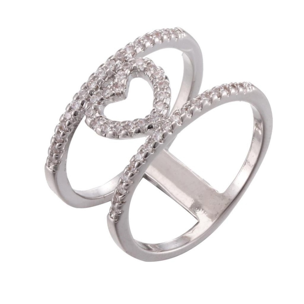 💎Double band ring with center heart